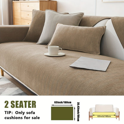 Sofa Cover Ribbed Chenille Stretch Panels with Non-Slip Design for 1 to 4 Seats, Armrests or Cushions