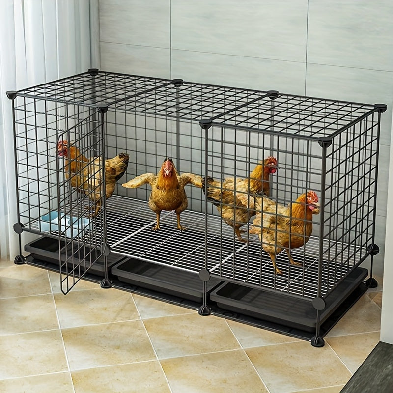 Small Animal Playpen & Pet Cage with Removable Tray | Indoor Outdoor Enclosure for Rabbits, Chickens, Ducks, Birds & Small Pets – Secure Lock, Easy Assembly, 29x15x18"
