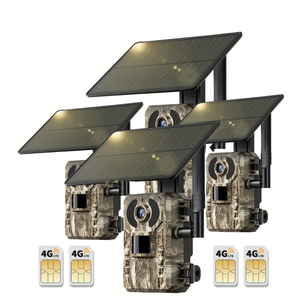 4G LTE Solar Trail Camera with App Alerts, Live View and Built-In SIM in One- to Four-Camera Packs