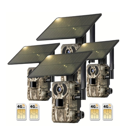 4G LTE Solar Trail Camera with App Alerts, Live View and Built-In SIM in One- to Four-Camera Packs