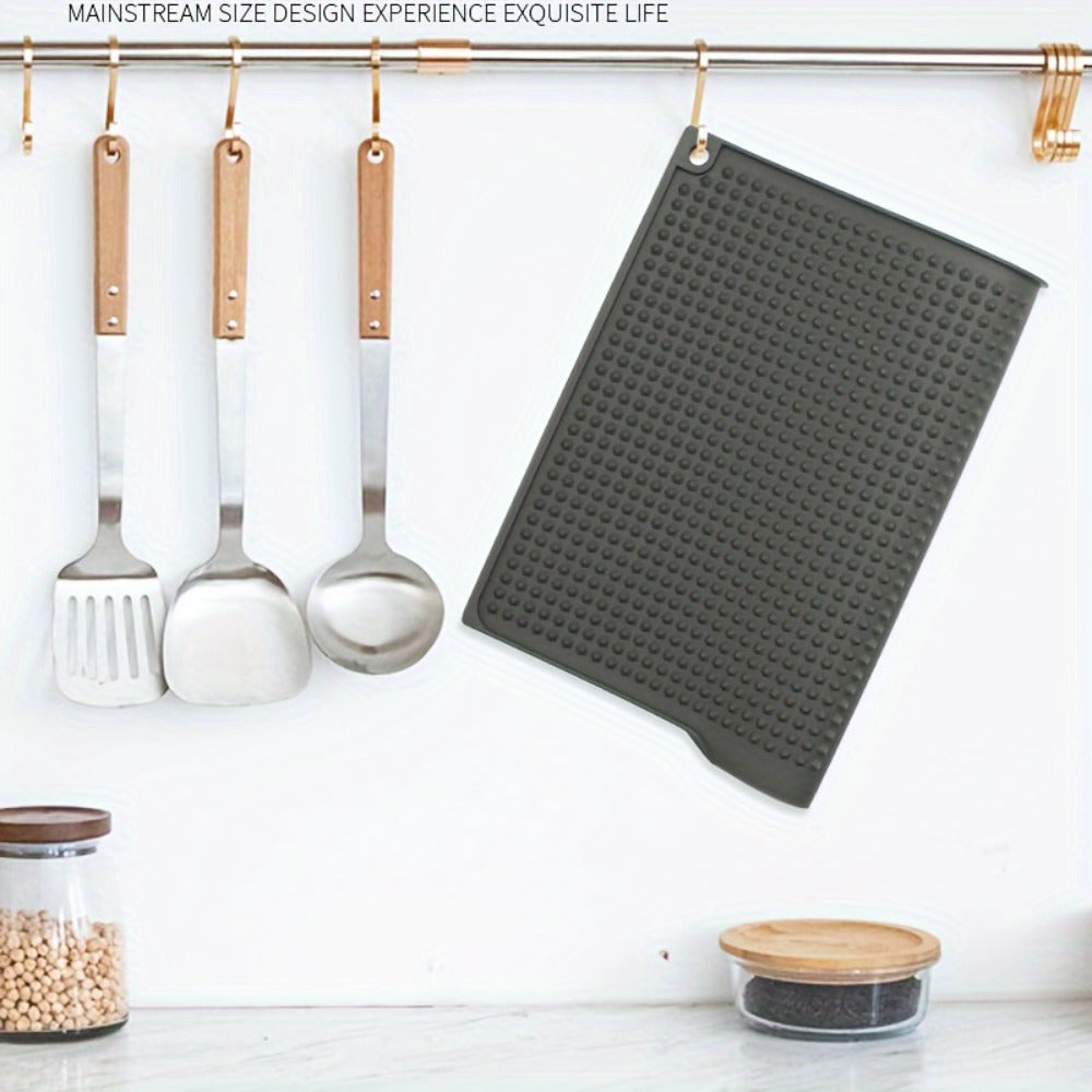 XL Kitchen Countertop Drying Mat 17.72x12.2 Inch Heat Resistant 446°F Anti-Slip Splash-Proof Drain Pad, Dishwasher Safe Sink Stove Drying Pad Easy to Clean Space-Saving