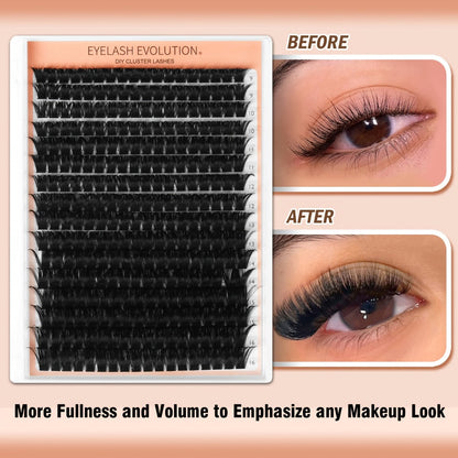 272Pcs D Curl Lash Clusters — 100D Thick Individual Eyelash Extensions 8-16mm, Soft Reusable DIY Cluster Lashes with Plant-Based Squalane, Voluminous Full-Body Lash Extension Kit for Beginners & Home Use
