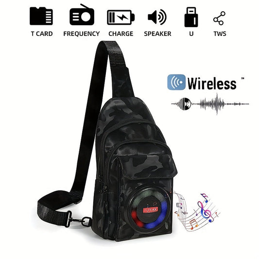 Speaker Backpack Outdoor Built-in Amplifier Sports Striped Backpack for Hiking Climbing Park Outdoor Adventures Travel Casual Daypack Matte Black
