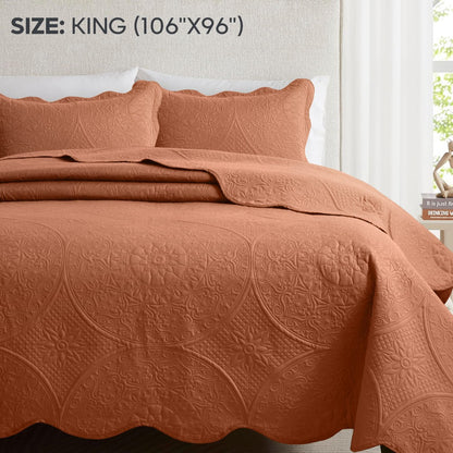 Quilted Bedspread Set 3 Piece – Soft Floral Coverlet with Pillow Shams, Lightweight Breathable Quilt for Bedroom & Guest Room, All Season Bed Cover