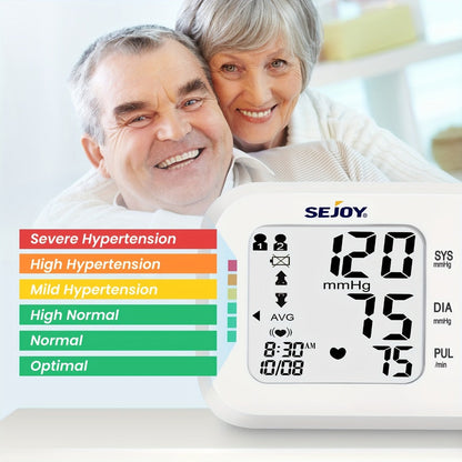 Blood Pressure Monitor by SEJOY, Wrist LCD Device with Included Strap and Battery Color Options