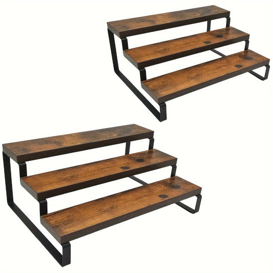 Expandable Spice Rack Organizer 3-Tier 2-Pack – Adjustable 13.8" to 26" Display Riser Stand for Kitchen Cabinet, Countertop & Pantry – Shelf for Spices, Liquor, Perfume, Makeup & Collectibles