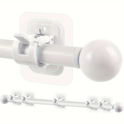 No-Drill Curtain Rod Set with Adhesive Brackets Renter Friendly 5/8 Inch Adjustable Window for Entryways, Bedrooms and Living Spaces