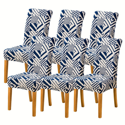 Printed Stretch Dining Chair Covers in Ten Patterns with Four- or Six-Piece Set Checkouts for Parsons Chairs