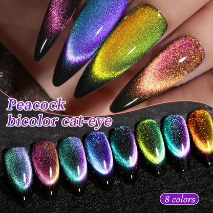 Gel Nail Polish Set with XEIJAYI Label, 8 Magnetic Cat Eye Colors, 0.51oz Bottles and Magnet Tool