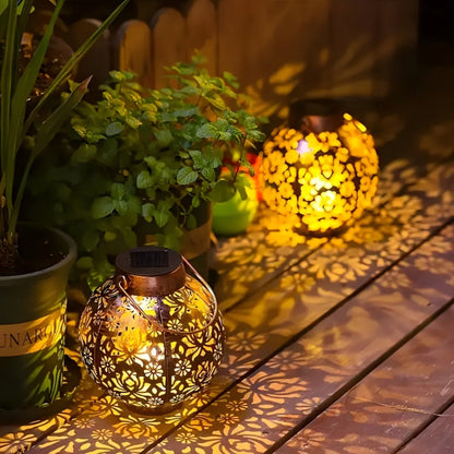 Solar Metal Peony Lantern Outdoor Hanging Light, IP65 Waterproof Floral Decorative Lantern for Garden Patio Tree, Halloween Christmas Party Festive Lighting – Boho Vintage Garden Decor Gift