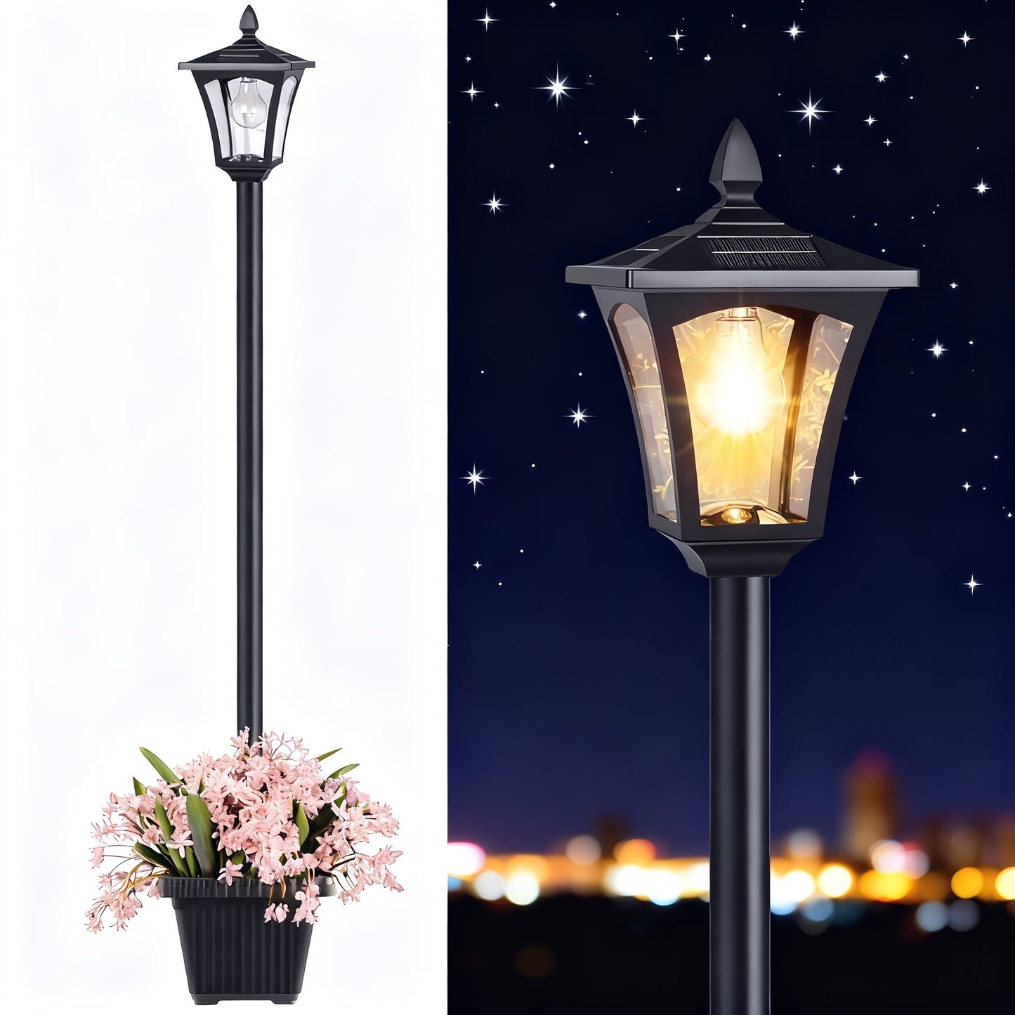 Solar Post Light Outdoor Garden Pathway Lamp IP44 Waterproof 60LM Warm White LED – Solar Powered Landscape Stake Light for Yard Driveway Patio Walkway Christmas Holiday Decoration