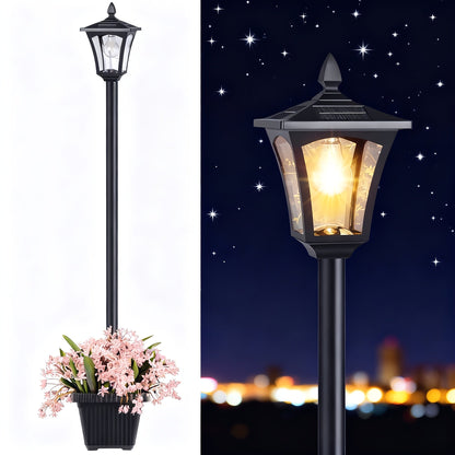 Solar Post Light Outdoor Garden Pathway Lamp IP44 Waterproof 60LM Warm White LED – Solar Powered Landscape Stake Light for Yard Driveway Patio Walkway Christmas Holiday Decoration