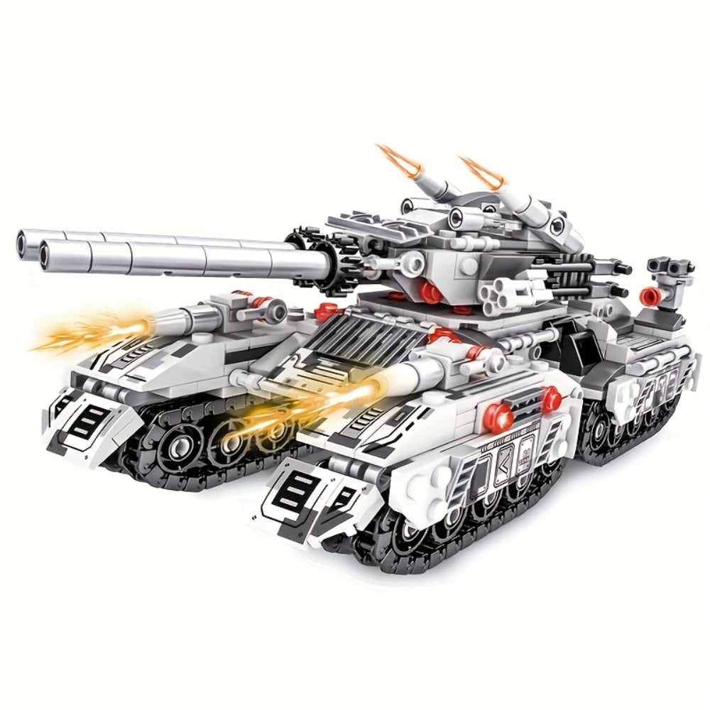 1628-Piece 8-in-1 Tank Building Block Model with White, Yellow, Bagged and Boxed Checkout Options