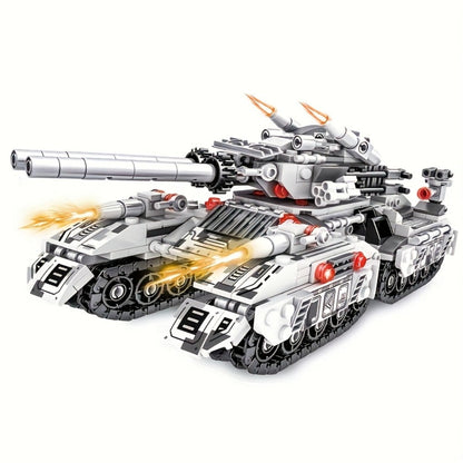 1628-Piece 8-in-1 Tank Building Block Model with White, Yellow, Bagged and Boxed Checkout Options