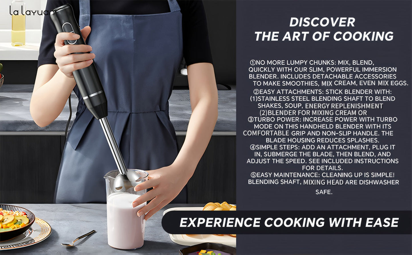 400W Immersion Blender with Two-Button Control, Detachable Shaft and 38 cm Black Handheld Body