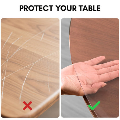 Round PVC Table Cover Clear Tablecloth 2MM Thick Scratch-Resistant Waterproof Table Protector for Dining Table Coffee Table Restaurant Outdoor