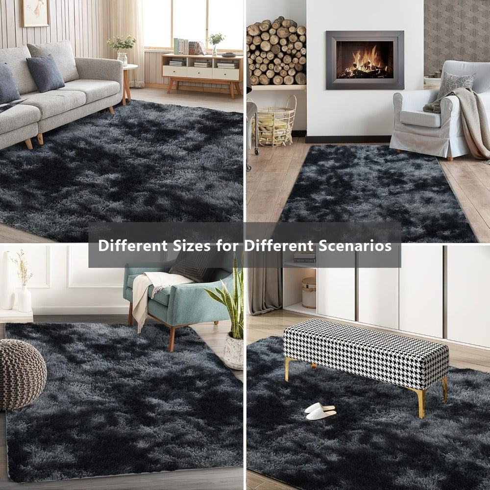Area Rug Fluffy Tie-Dye Machine-Woven Mat at 1000 g/m² in Eight Colors and Three Indoor Sizes