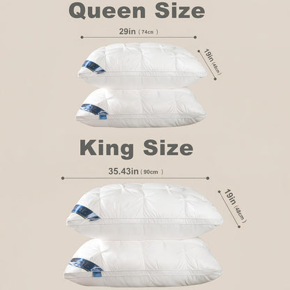 Two-Piece Bed Pillow Set in Six Colors and Queen or King Checkout Sizes for Bedroom Use for Home and Everyday Use