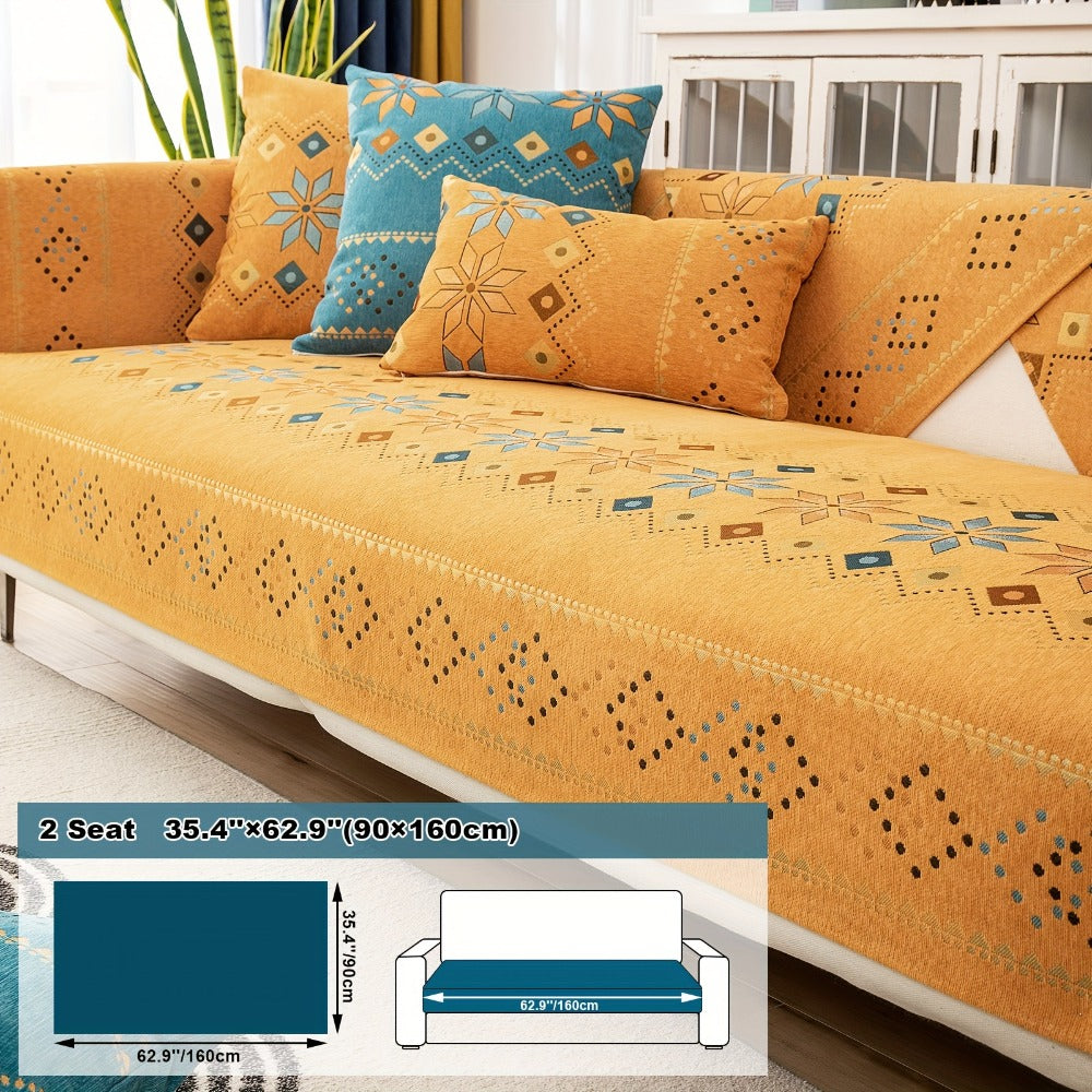 Sofa Cover Bohemian Geometric Panels for 1 to 4 Seats, Armrest or Backrest in Five Color Options