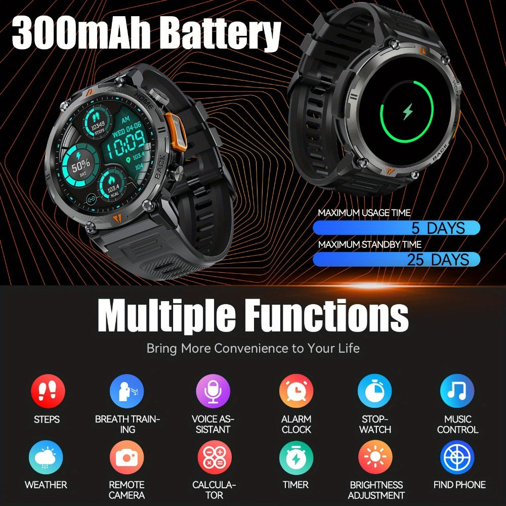 Smartwatch Men's with Bluetooth Calling & Message Notifications, 1.45" HD Touch Screen, IPX8 marking, Step Counter, 300mAh 5-7 Day