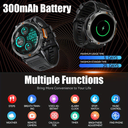 Smartwatch Men's with Bluetooth Calling & Message Notifications, 1.45" HD Touch Screen, IPX8 marking, Step Counter, 300mAh 5-7 Day