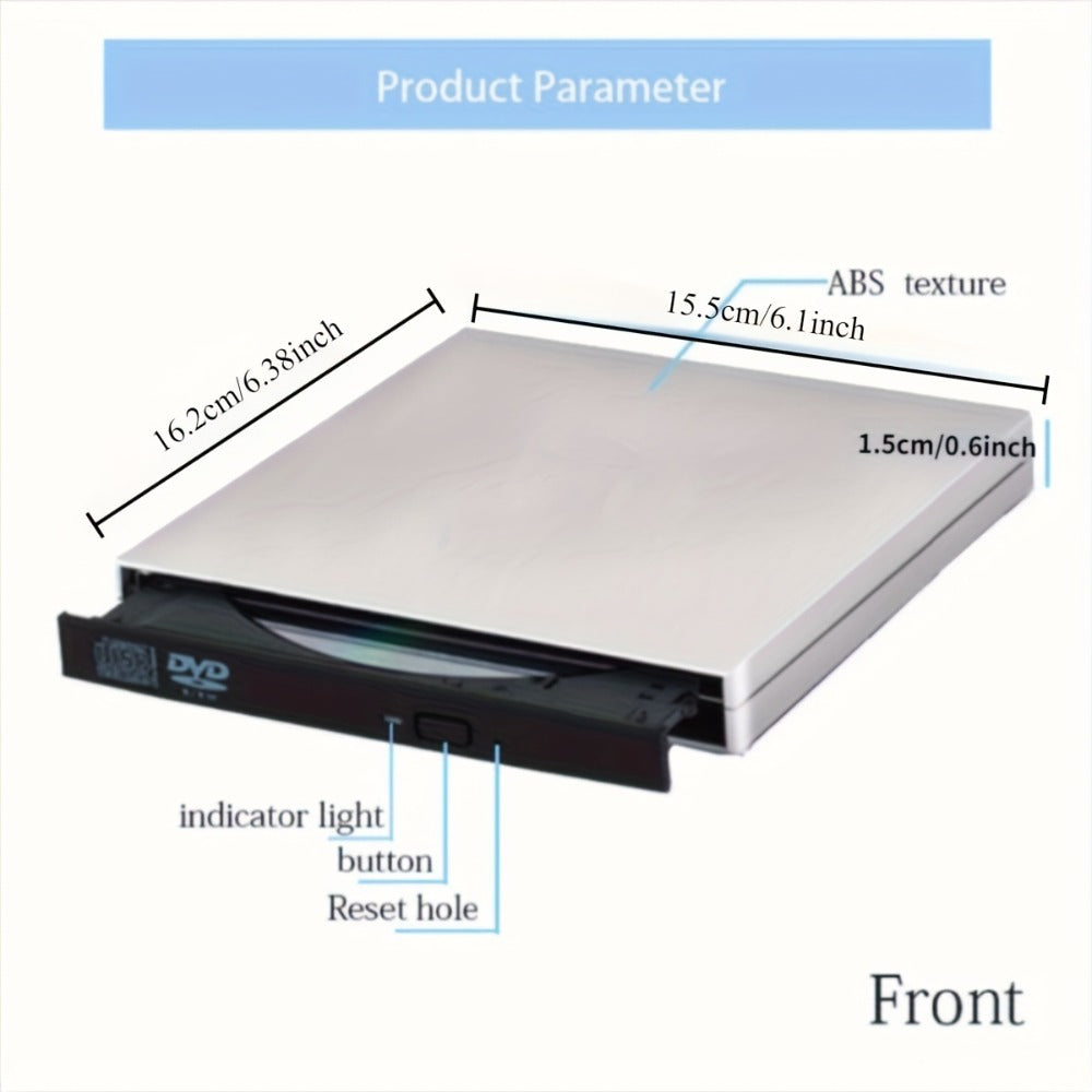 USB External DVD Drive with Storage Bag - Portable CD DVD-ROM CD-RW DVD-RW Burner Recorder Player for Laptop Desktop PC, Plug and Play, No Driver Needed, USB 2.0 High Speed