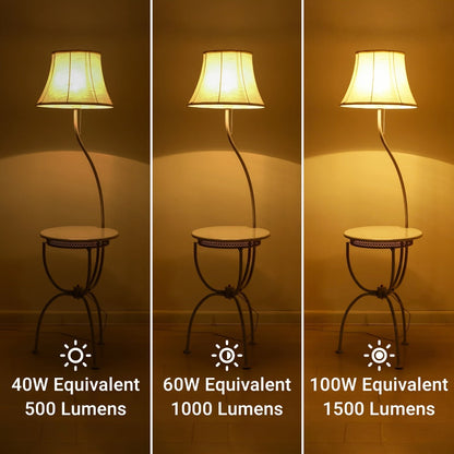 Three-Way A19 LED Bulbs with E26 Base, 1500 Lumens and 2700 K or 5000 K Light, Four-Pack for Floor and Table Lamps