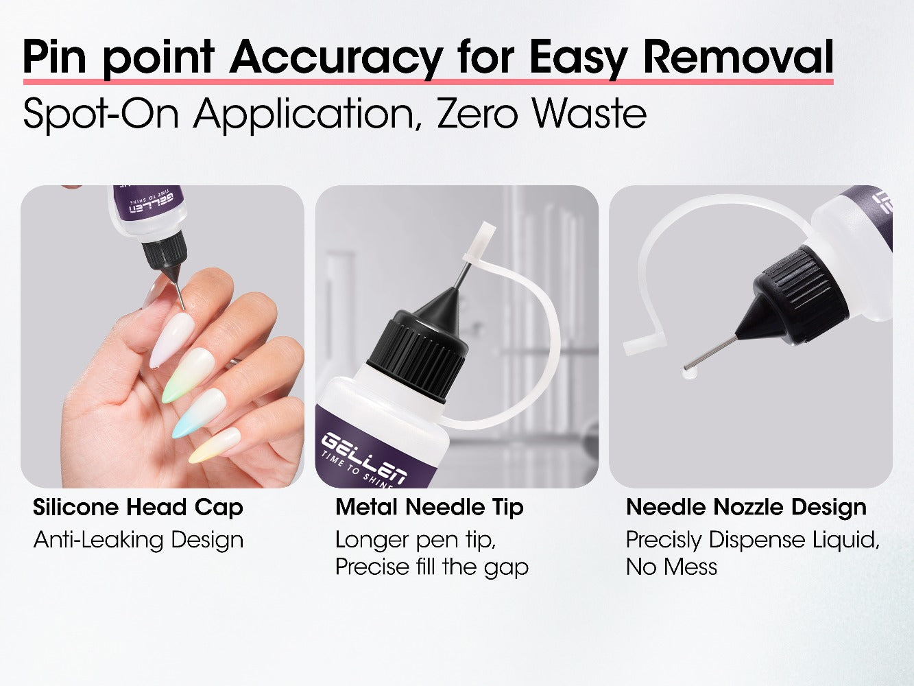 Nail Glue Remover 20ml Precision Needle Applicator Acetone Free - Fast Acting No-Mess Formula for Press On Nails Gel X Nail Tips Fake Nails - Non-Irritating Nail Glue Dissolver for Women