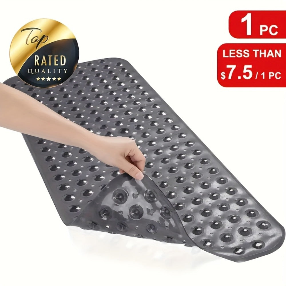 Two-Piece Black Bath Mat Set with Suction Cups, Drain Holes and Three Exact Checkout Options