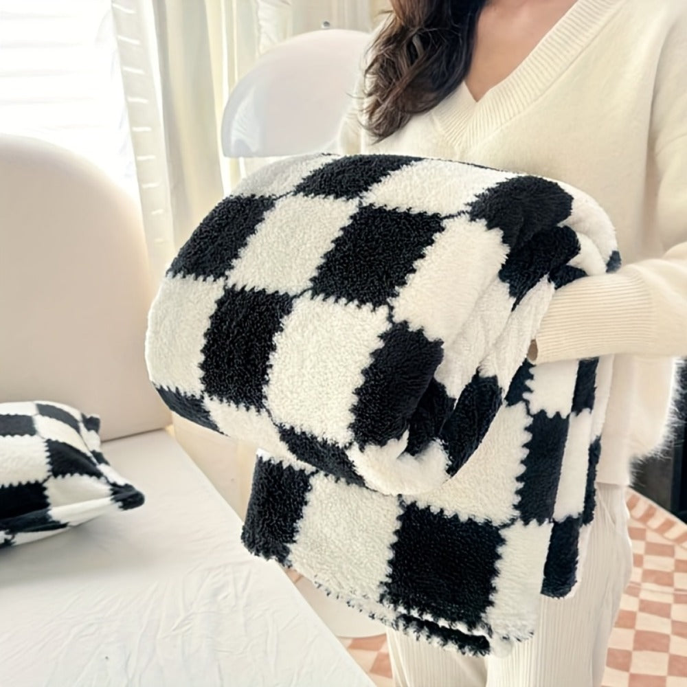 Plaid and Panda Flannel Blanket with Six Design Labels and Four Sizes from 39.37 x 59.06 to 78.74 x 90.55 Inches