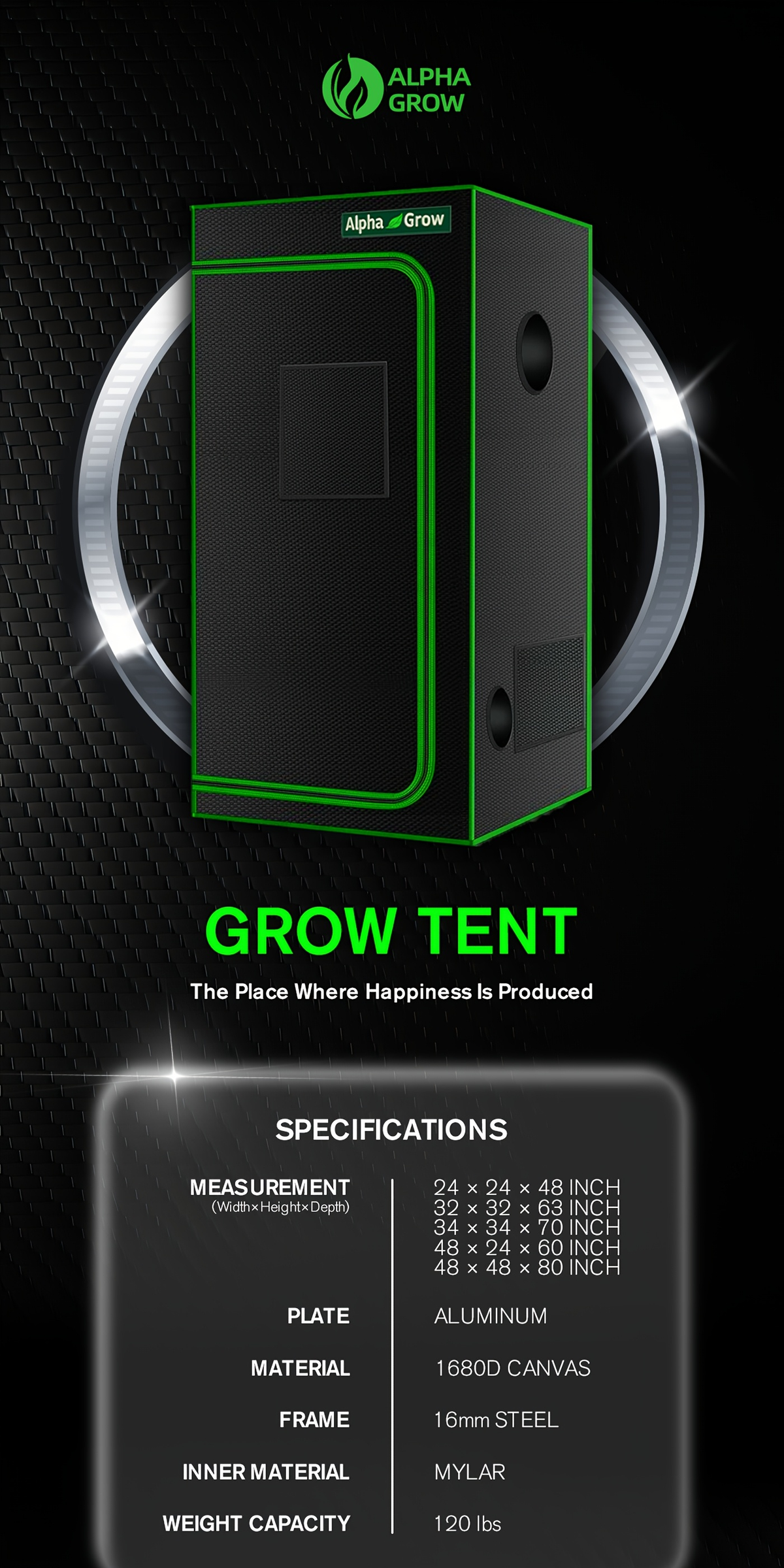 Grow Tent 1680D Thickened Mylar with Observation Window & Floor Tray, Pro-Grade Indoor Hydroponic Growing