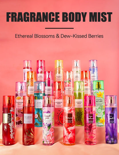 Floral and Fruit Body Mist Spray, 8 fl oz / 236ml in Fourteen Exact Scent Options for External Body Use