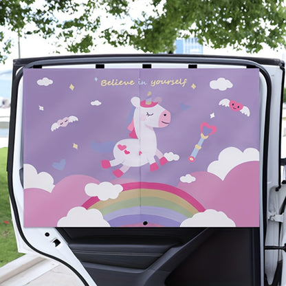 Magnetic Car Window Sunshade – Double Layer Side Window Sun Shade Curtain for UV & Heat Protection | Kids & Baby Car Shade | Blue, Pink Bear, Dinosaur