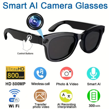 Smart Glasses 8MP 1080P Camera Eyewear with Bluetooth 5.4, Wi-Fi, Built-In Audio and Two Lens Options