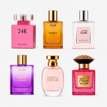 Women's Perfume Honey Oud Amber Collection with Four Floral, Fruit, Citrus and Musk Spray Options