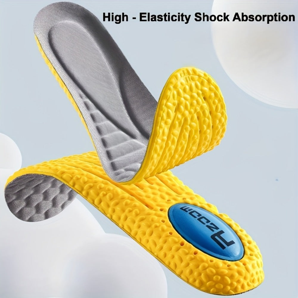 Two-Pair Yellow-and-Grey Full-Length Shoe Insoles with Six EU35-46 Size Options from 240 to 290 mm