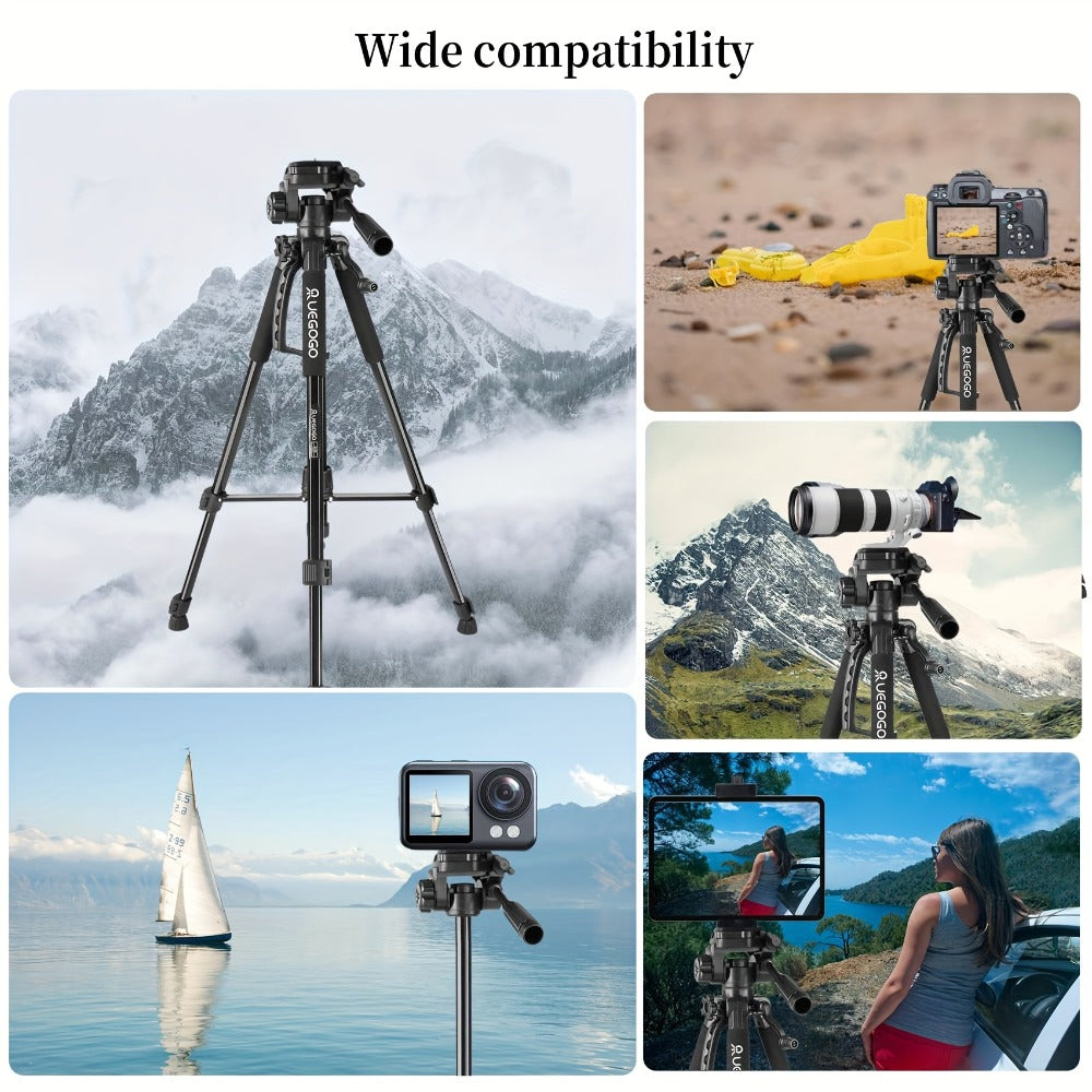 Camera Tripod 5ft Heavy Duty for DSLR & Mirrorless with Phone Holder & Storage Bag – Portable Professional Video Stand for Photography, Vlogging, Streaming, YouTube & Travel