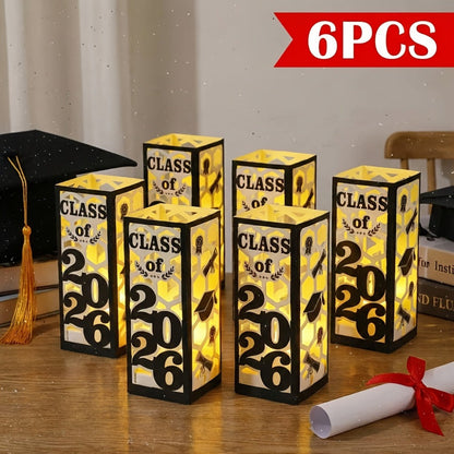 Six-Piece Class of 2026 Graduation Centerpiece Set with Paper Lantern Boxes in Six Color Themes