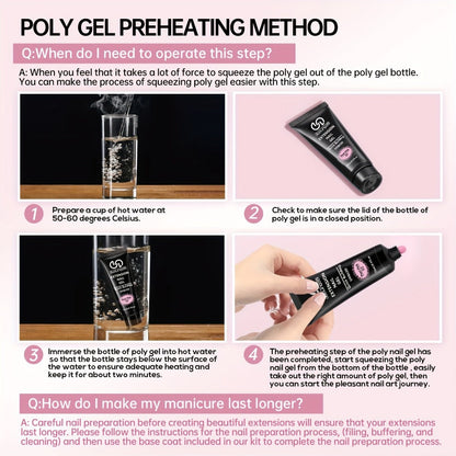 Poly Extension Gel Nail Kit 12 Colors Semi-Permanent Hard Fiber Gel – Easy DIY Nail Extension & Protection, Beginner-Friendly Starter Set for Home & Salon Nail Art