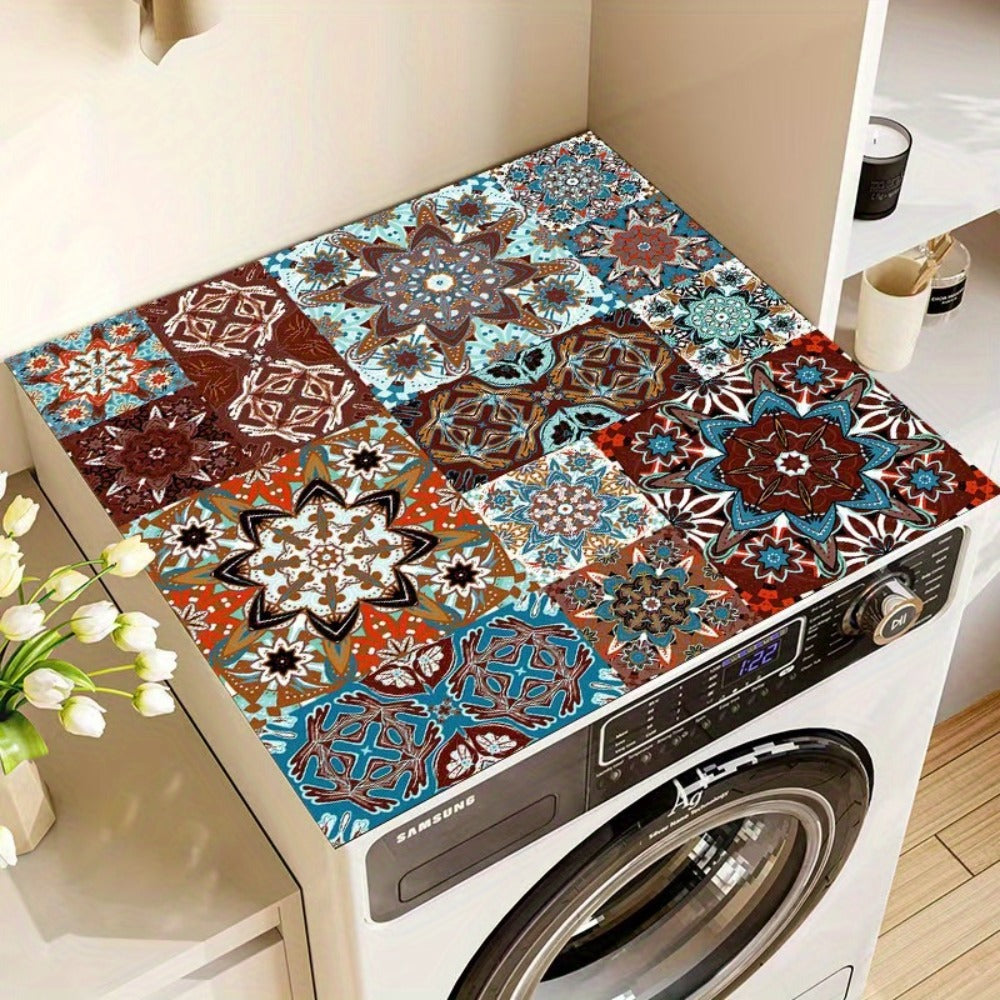 Rectangular Washing Machine Top Mat with Five Mosaic Pattern Checkout Options, 23.62 × 19.69 Inches