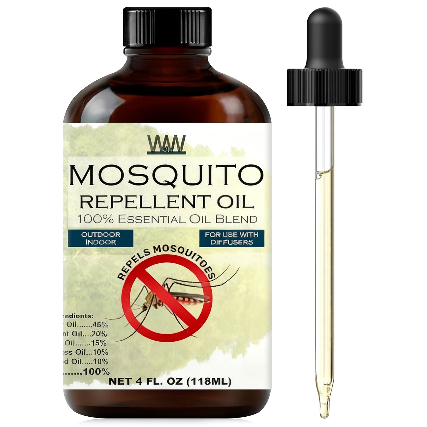 Mosquito Repellent Essential Oil Blend – 120ml Dropper Bottle for Diffusers, Sprays & Lotions