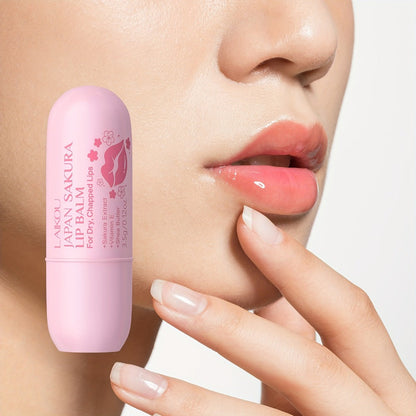 Lip Balm LAIKOU Sakura 5-Pack with 3.5g Twist-Up Tubes, Pink Packaging and Day-or-Night Application