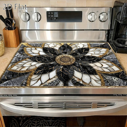 Stove Protector Mat Heat Resistant Non-Stick Reusable Gas Stove Liner Marble Pattern for Gas Stove Glass Cooktop Induction Cooker Oven Washing Machine Top