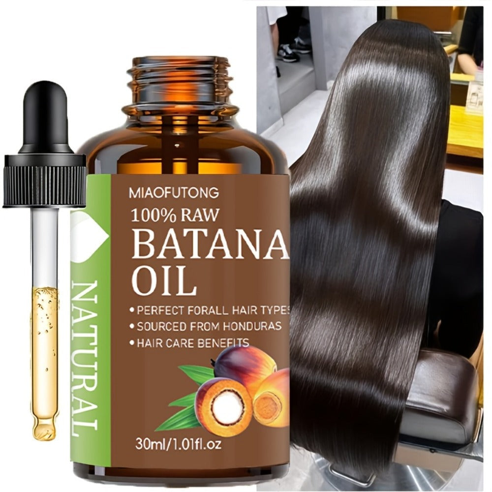 Hair Oil MIAOFUTONG Batana 30ml Amber Dropper Bottle with 1.01fl oz Label for Hair and Scalp Application