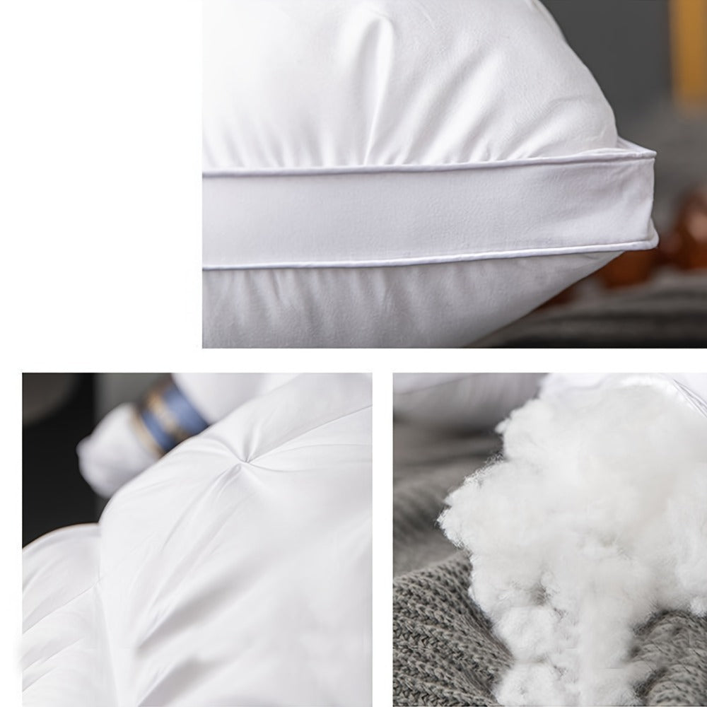 Bed Pillow Set of 2 with Quilted Woven Covers, Zippered Loft Access and Five Color Options