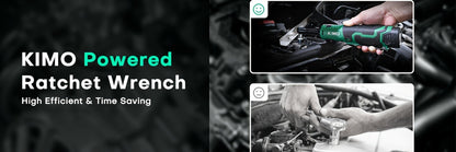 Power Tools KIMO 12V 3/8 Inch Cordless Ratchet Wrench with 40 ft-lb Torque, 400 RPM and Socket Set