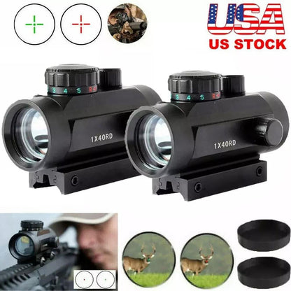Red Green Dot Sight Scope 1x40 with Picatinny Rail Mount | 2 Reticle Types, Adjustable Brightness for Rifles, Shotguns, Airsoft & Tactical Shooting