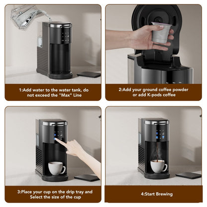 1200W-Labeled Single-Serve Coffee Maker with 40oz Tank, Five Cup Selections and Self-Clean Control