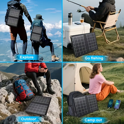 30W Foldable Solar Charging Panel - 2-in-1 Portable Design, USB Port, Fast Charge for Smartphones, Tablets & Action Cameras, Lightweight for Camping, Hiking & Travel