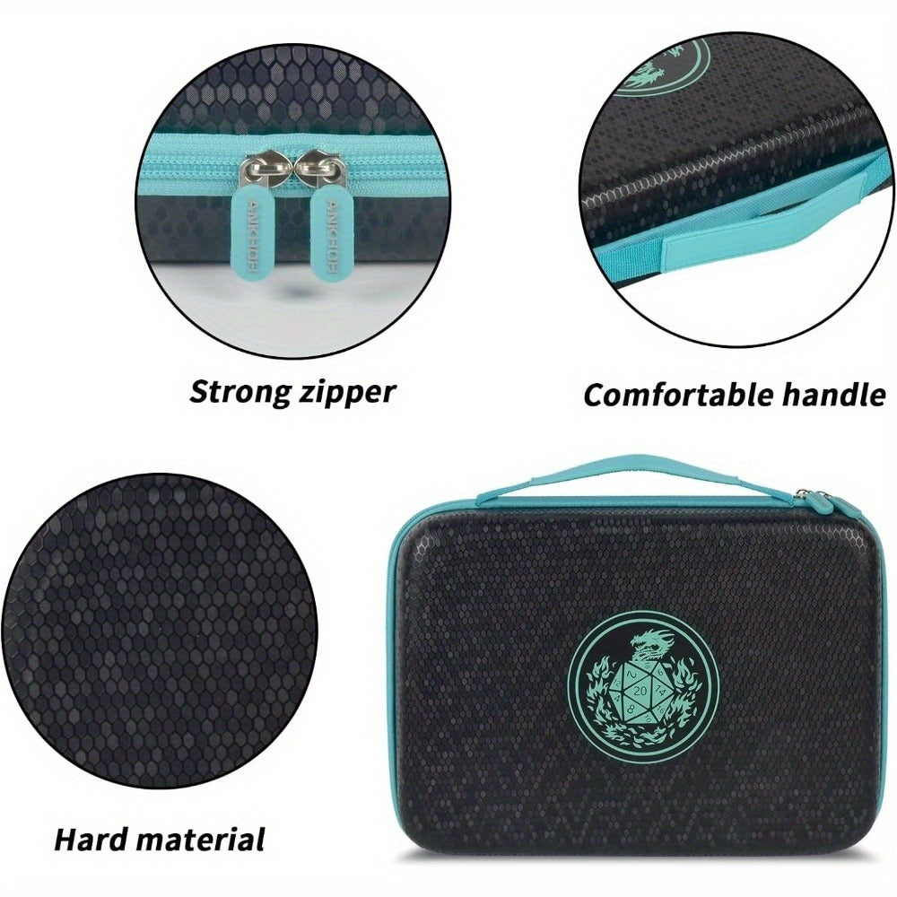Four-Color Dice Tray Storage Case with Rolling Surface, Miniature Compartments and Polyhedral Slots